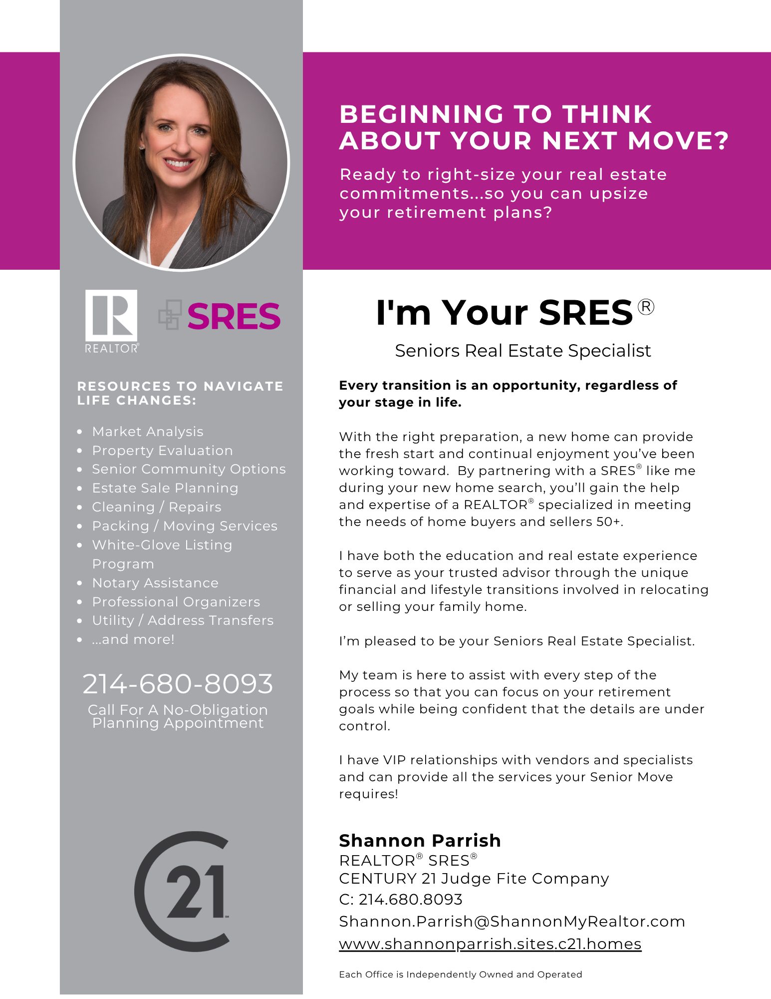 Flyer about options for seniors buying or selling homes